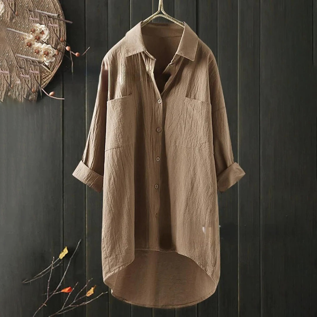 Ingrid | Klassisk Vit Blus med Modern Design