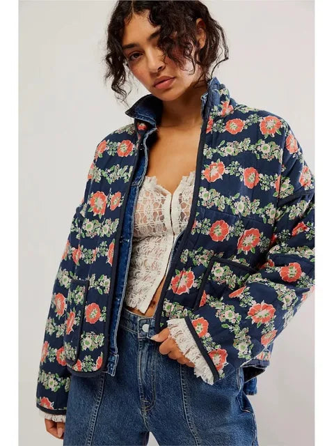 Ellen | Vintageinspirerad Quiltad Jacka med Unikt Mönster för Kvinnor