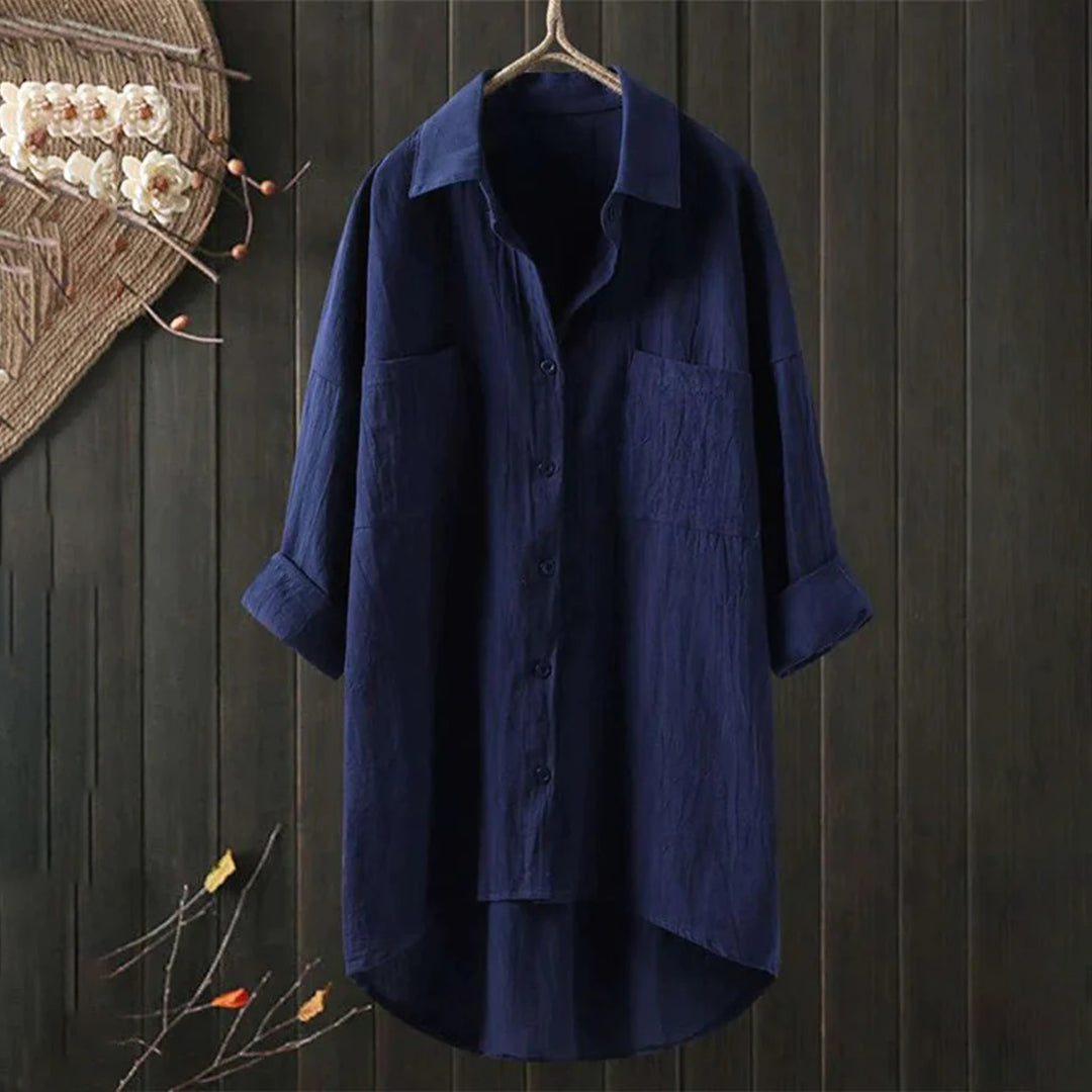 Ingrid | Klassisk Vit Blus med Modern Design