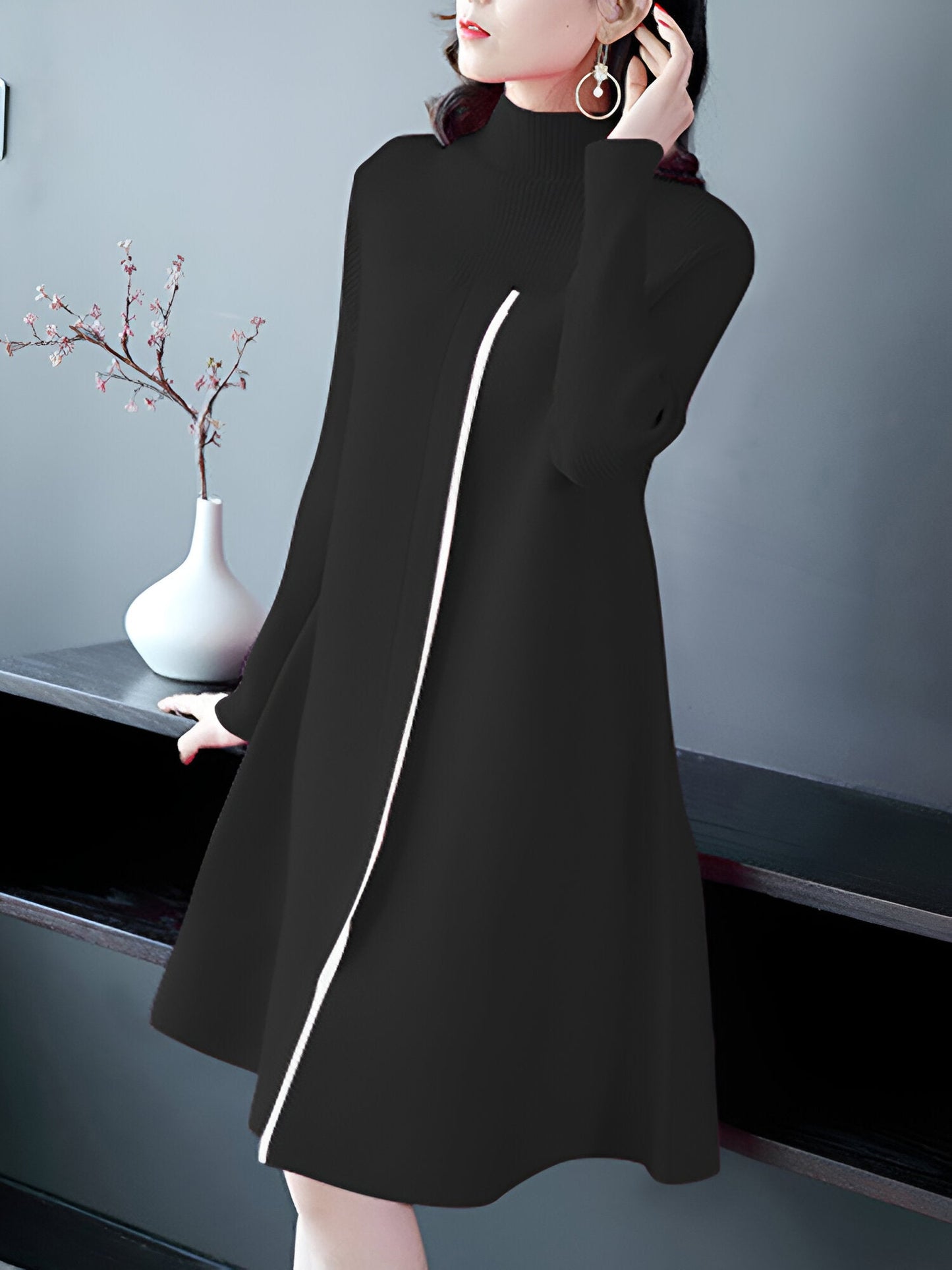 Elfriede |Vintageinspirerad stickad klänning i färgblock