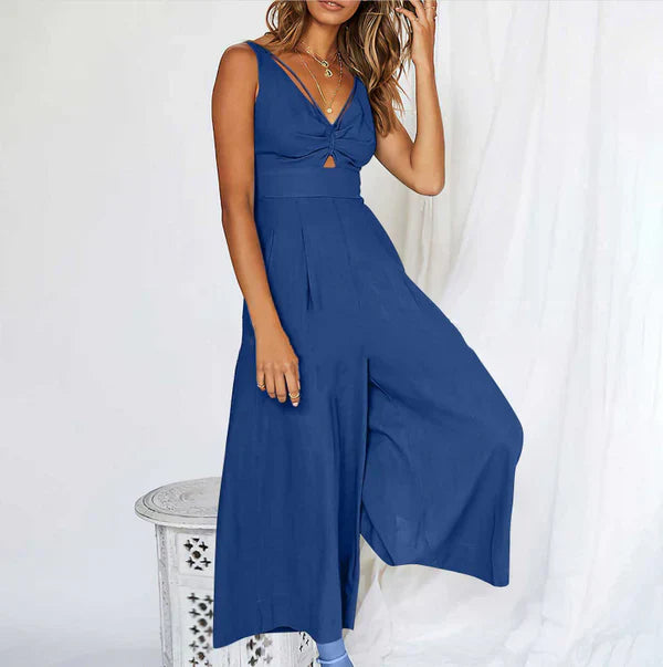 Penelope - Jumpsuit med V-ringning och halsringning
