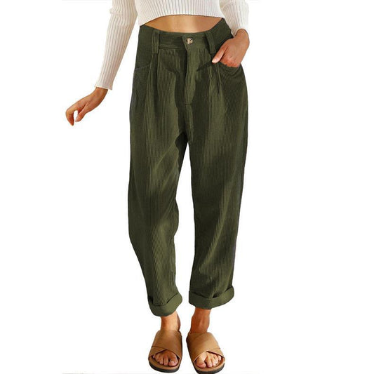 Elin | Högmidjade Manchesterbyxor med Modern Passform