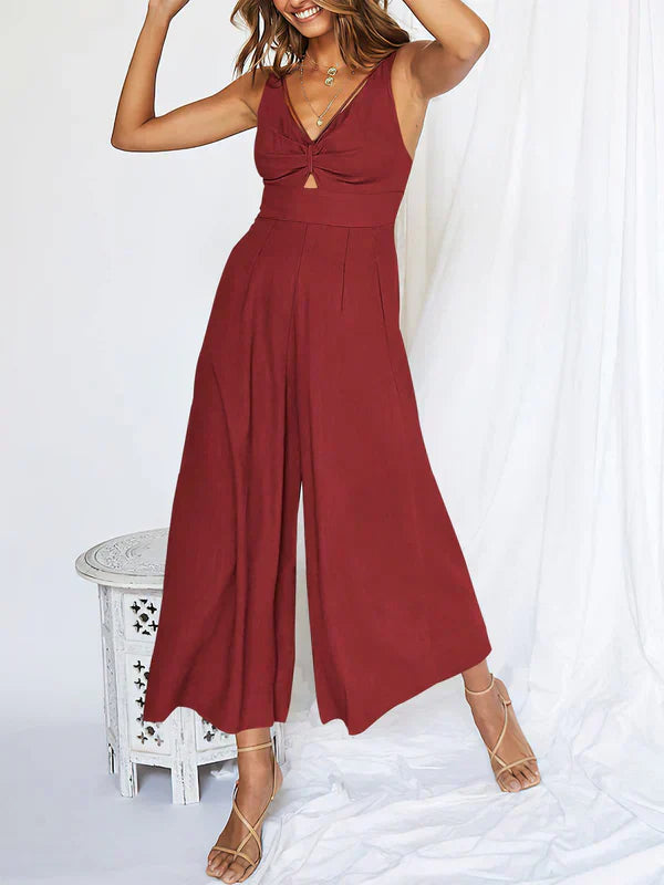 Penelope - Jumpsuit med V-ringning och halsringning