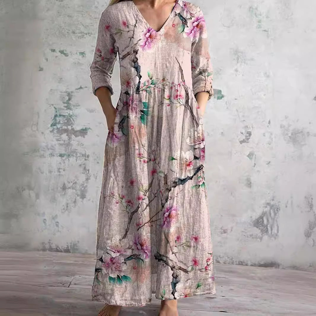 Helena | Elegant Blommig Sommarklänning I Hög Kvalitet