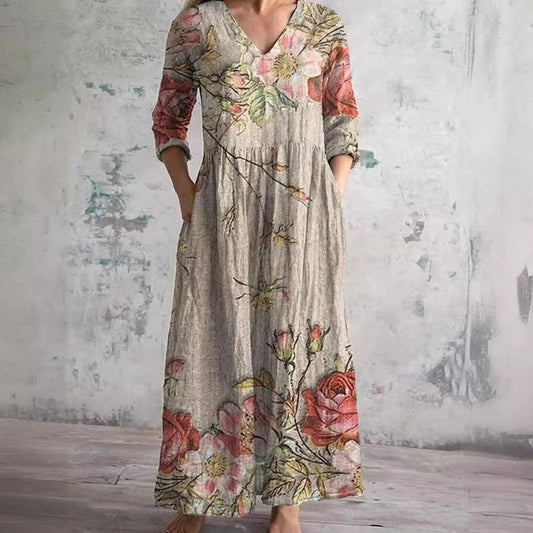 Helena | Elegant Blommig Sommarklänning I Hög Kvalitet