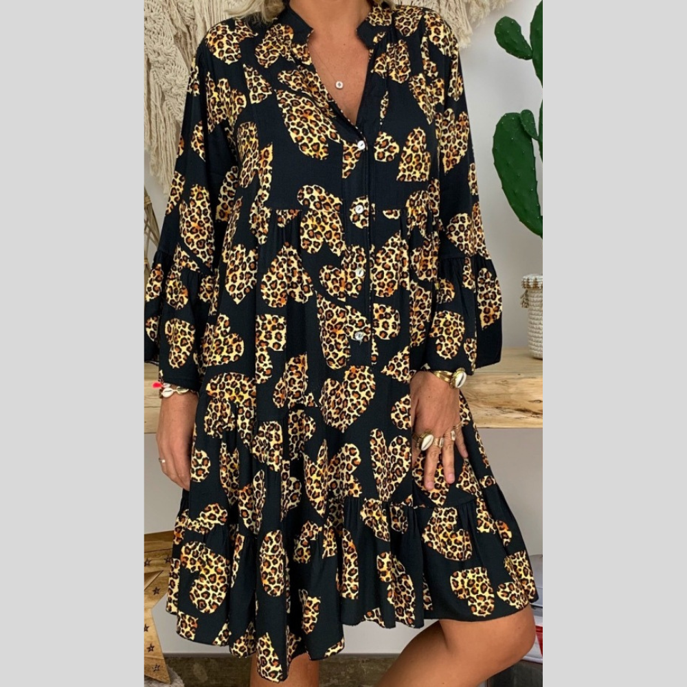 Tanni - Långärmad klänning med blommigt mönster