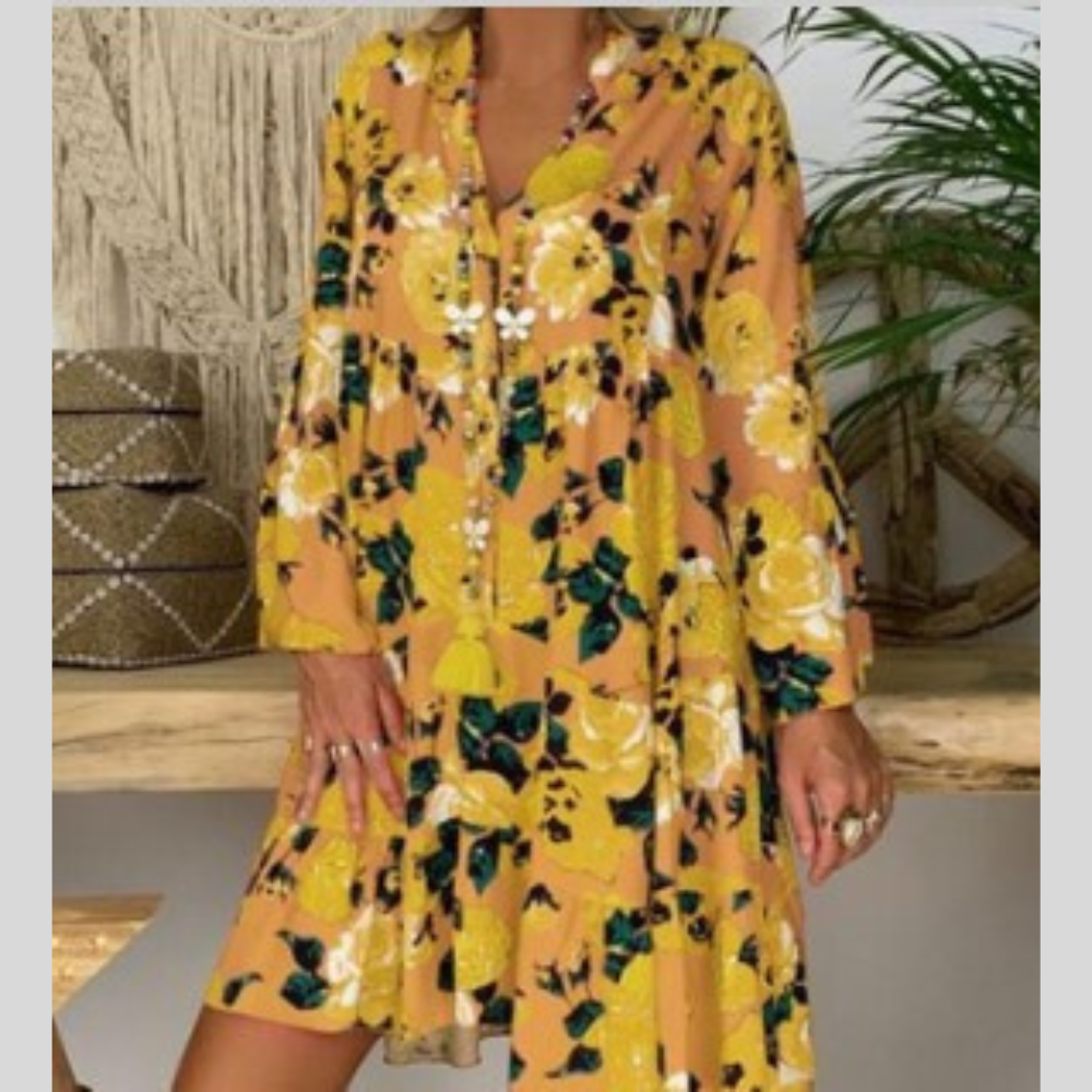 Tanni - Långärmad klänning med blommigt mönster