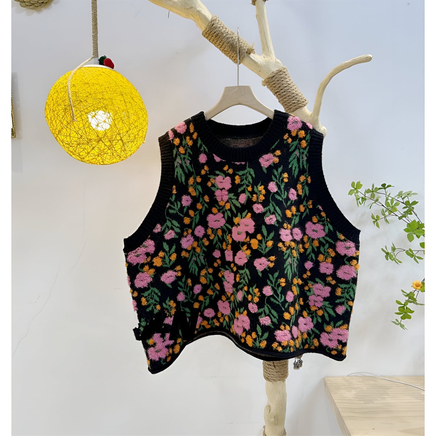 Aiden |Stickad väst i koreansk stil Pink Peach Blossom