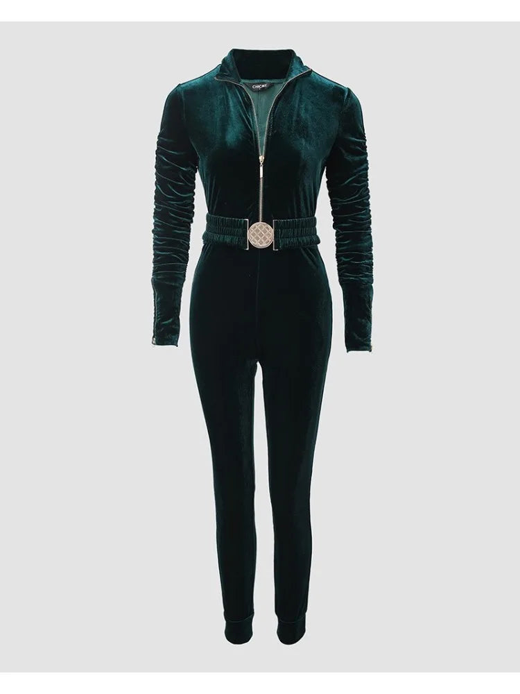 Elin | Elegant Sammetsbyxdress Med Smickrande Passform För Kvinnor