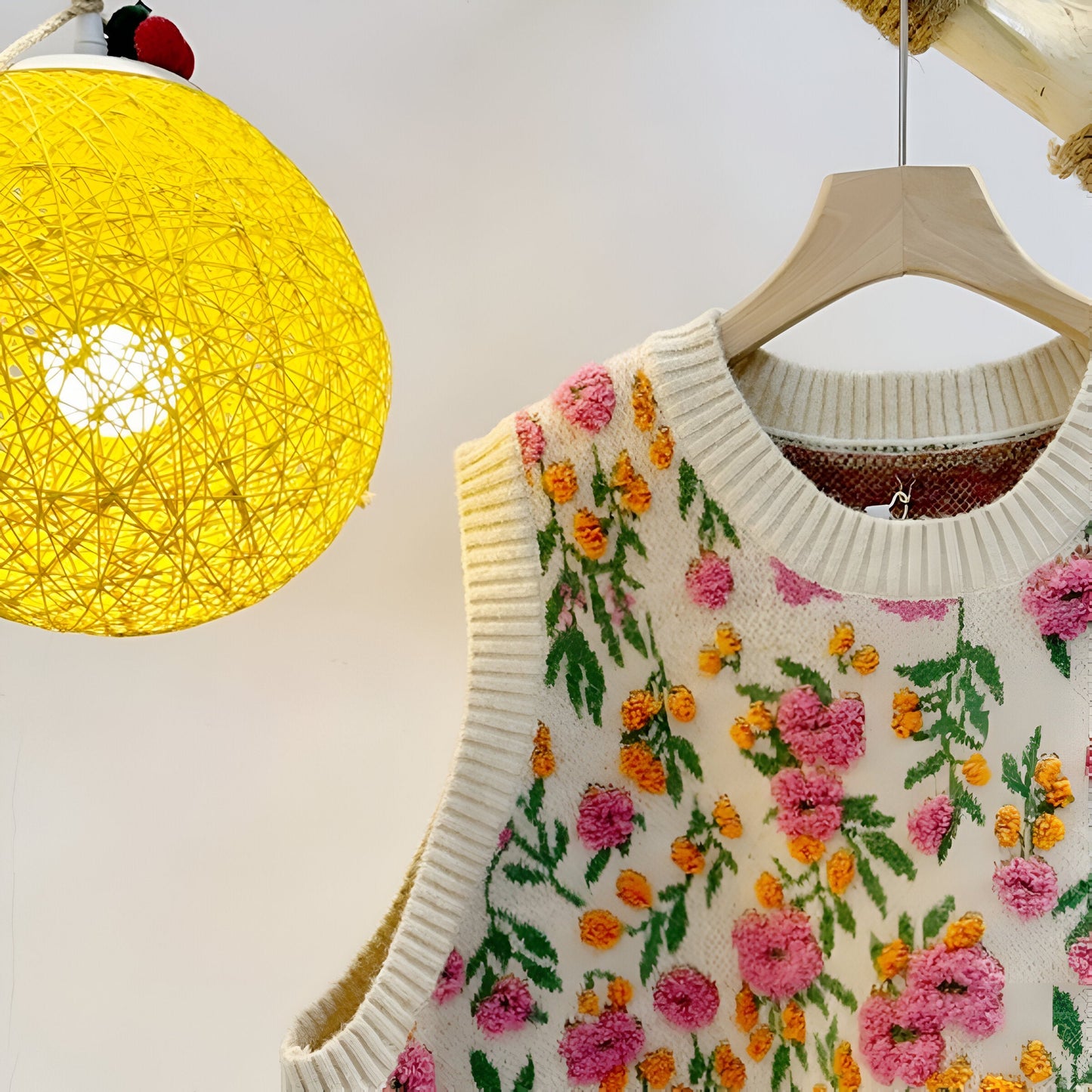 Aiden |Stickad väst i koreansk stil Pink Peach Blossom