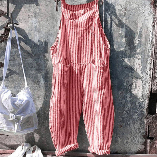 HARPER - Randig baggy jumpsuit i vintage-look