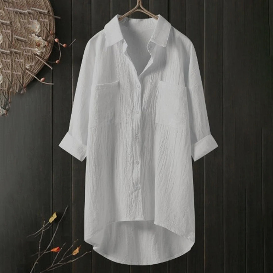 Ingrid | Klassisk Vit Blus med Modern Design