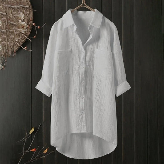Ingrid | Klassisk Vit Blus med Modern Design