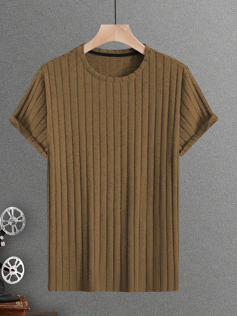 Cherdan | Vikärmad Ribbad Rundhalsad T-shirt