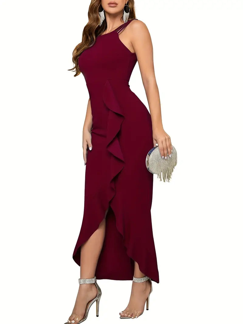 Skylar | Cami-klänning med delad volangfåll