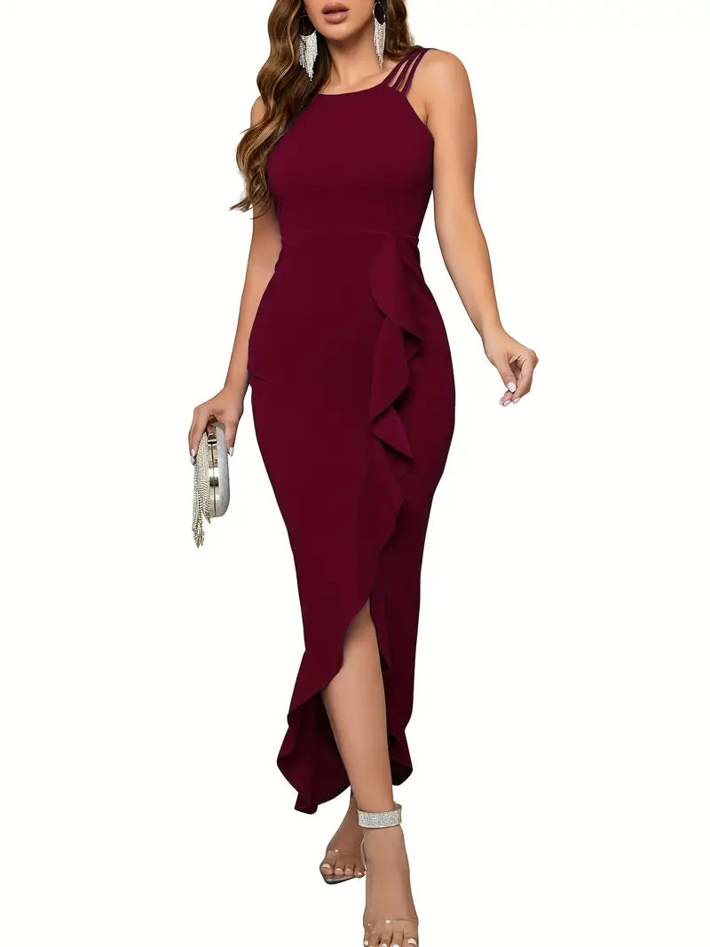 Skylar | Cami-klänning med delad volangfåll