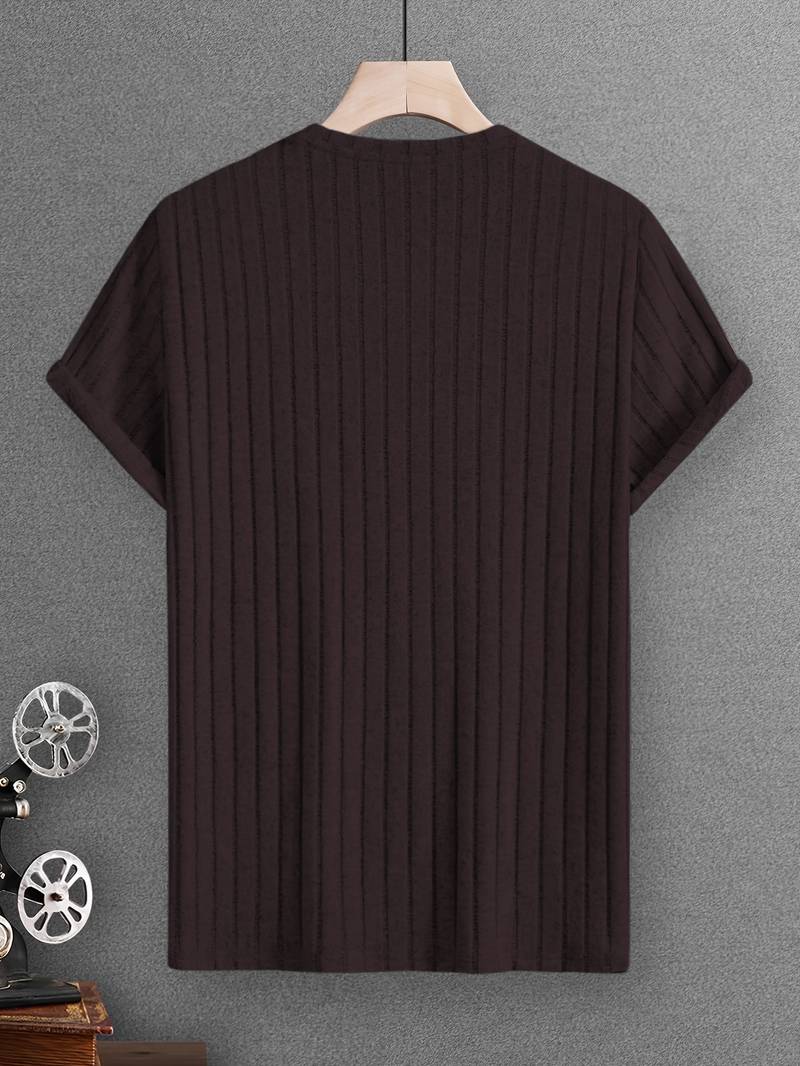 Cherdan | Vikärmad Ribbad Rundhalsad T-shirt