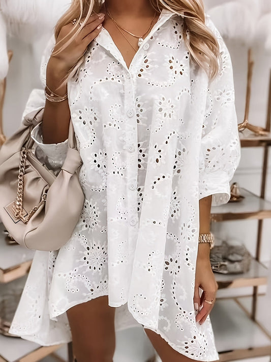 Selma | Broderad Blus med Spetskant