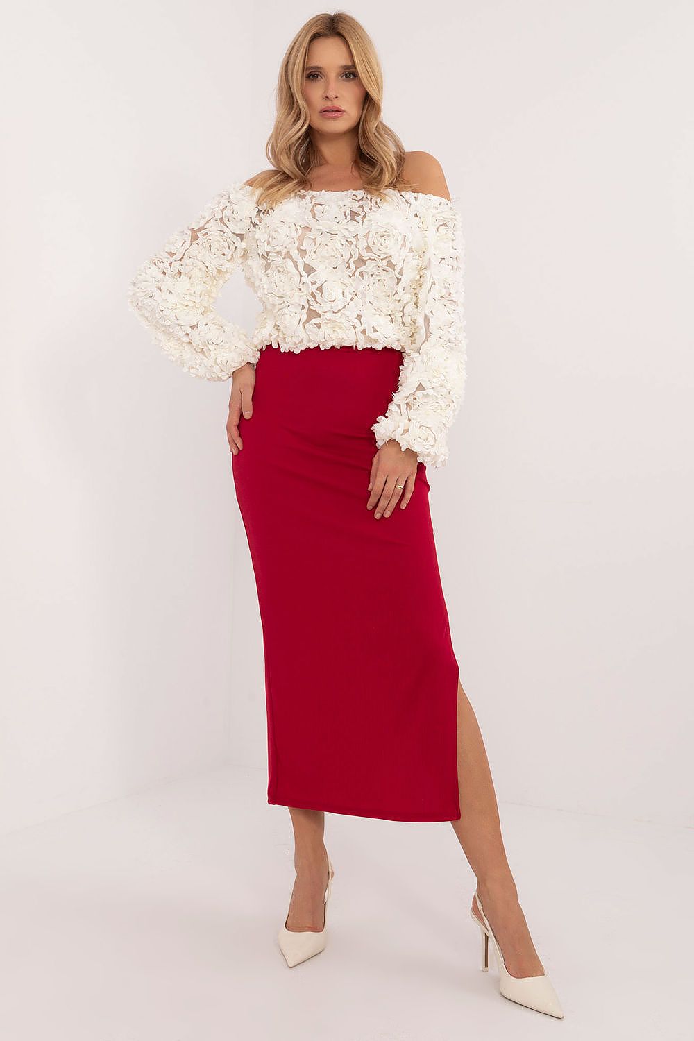 Mathilda | Elegant Midikjol med Sexig Slits och Figursydd Passform