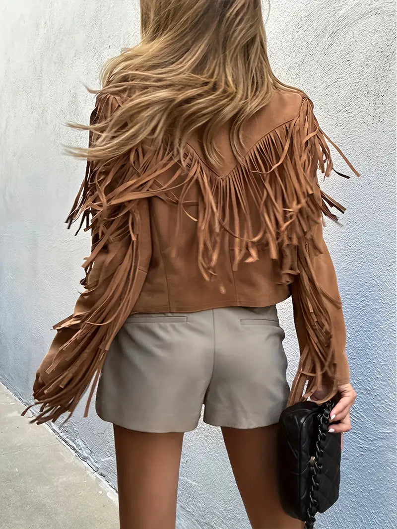 Shiloh | Chic kappa med öppen front och tofsar