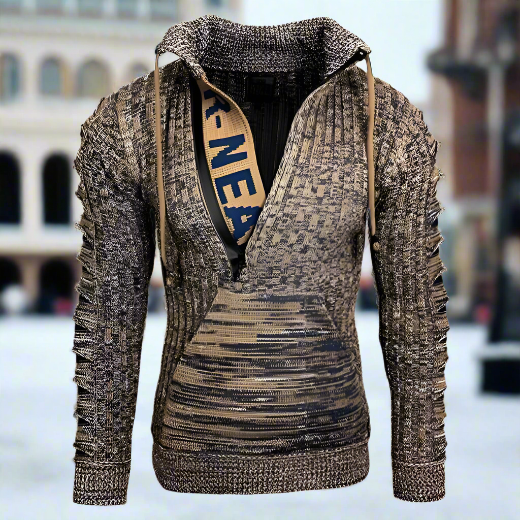 Pontus | Unik Mönstrad Tröja Med Varmt Stickat Tyg