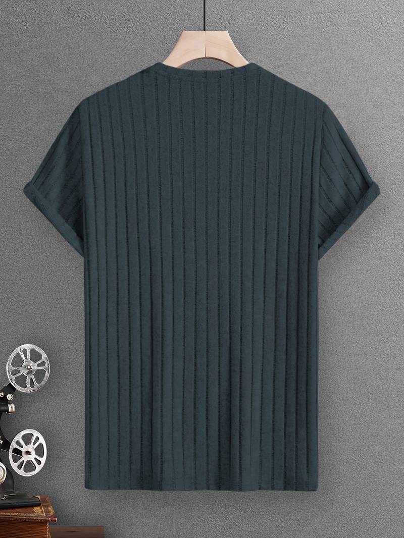 Cherdan | Vikärmad Ribbad Rundhalsad T-shirt