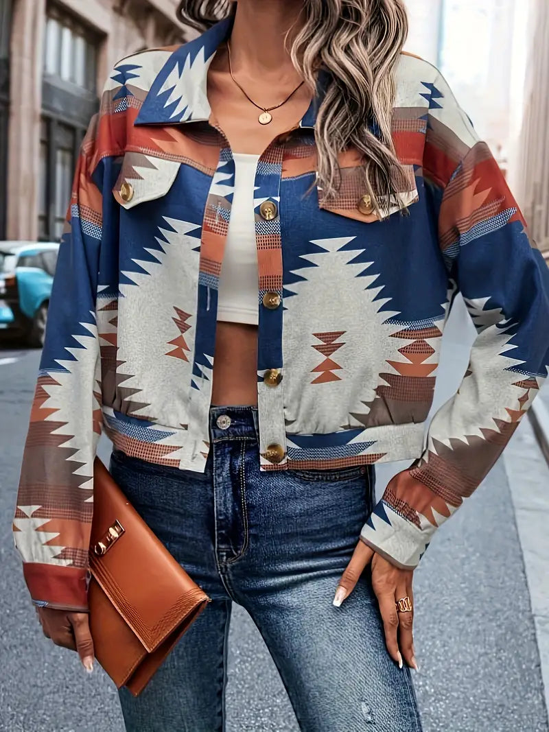 Riley | Färgad jacka med geometriskt tryck