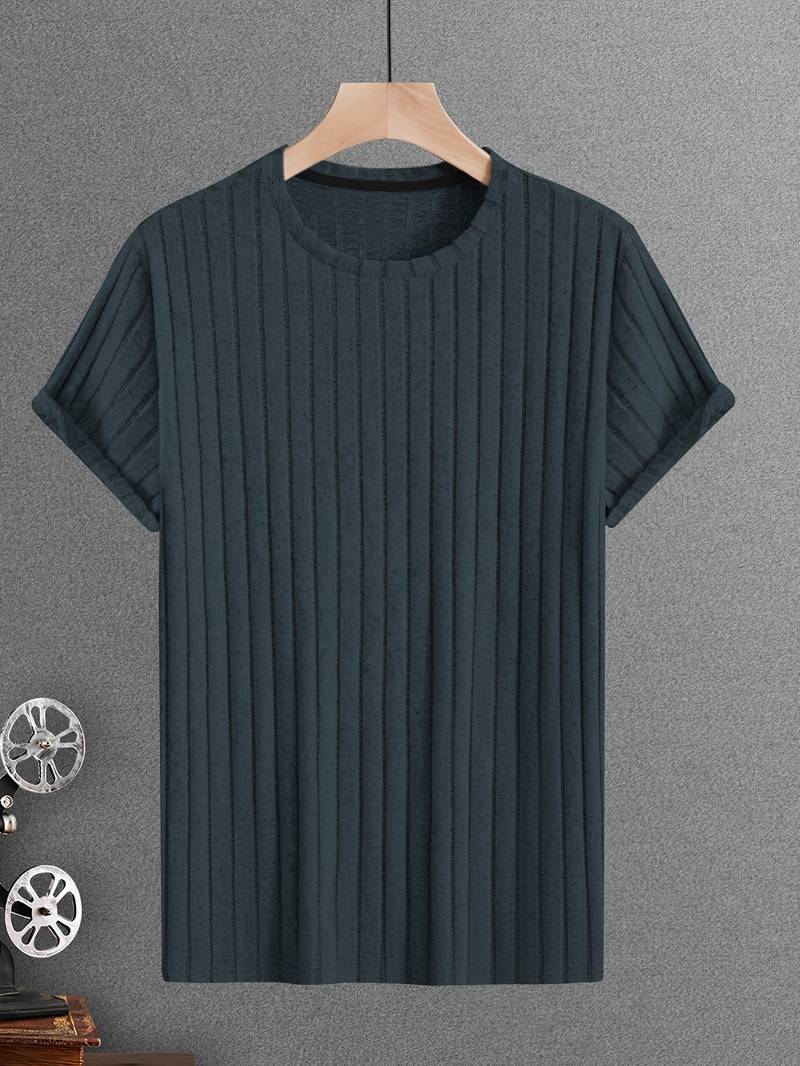 Cherdan | Vikärmad Ribbad Rundhalsad T-shirt