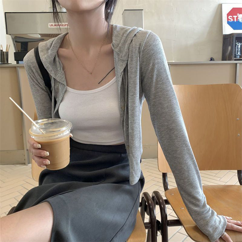 Alix | Mysig grå cardigan med huva