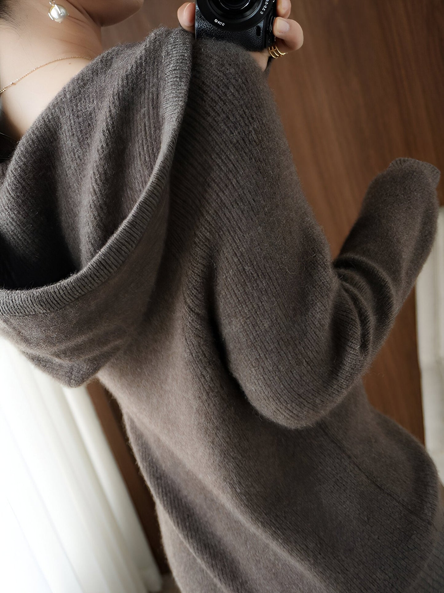 Sina | Mysig kappa med huva och tröja i kashmir- och ullblandning