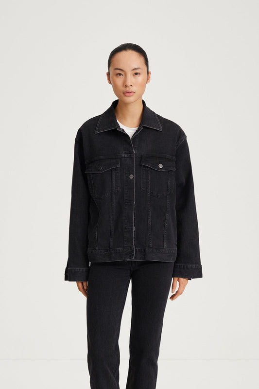 Kirsten | Trendig Överdimensionerad Svart Denimjacka