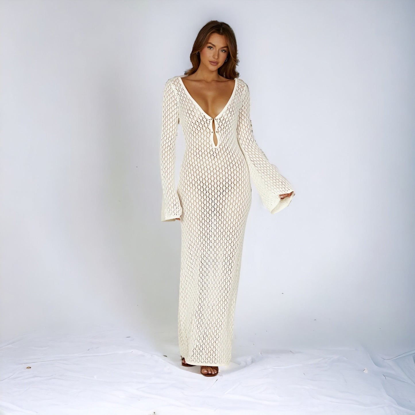 Leigh | Stickad Klänning med Öppen Rygg