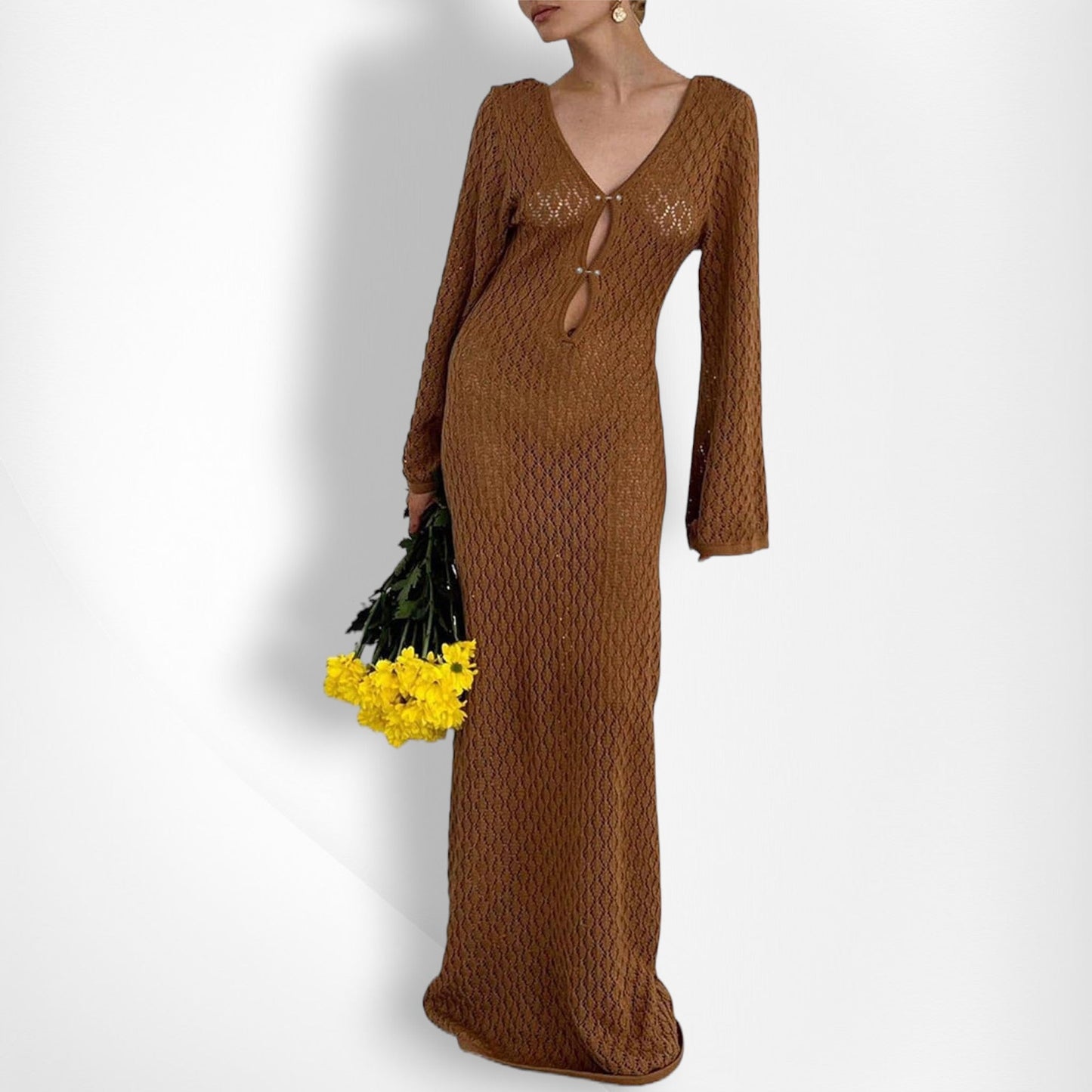 Leigh | Stickad Klänning med Öppen Rygg