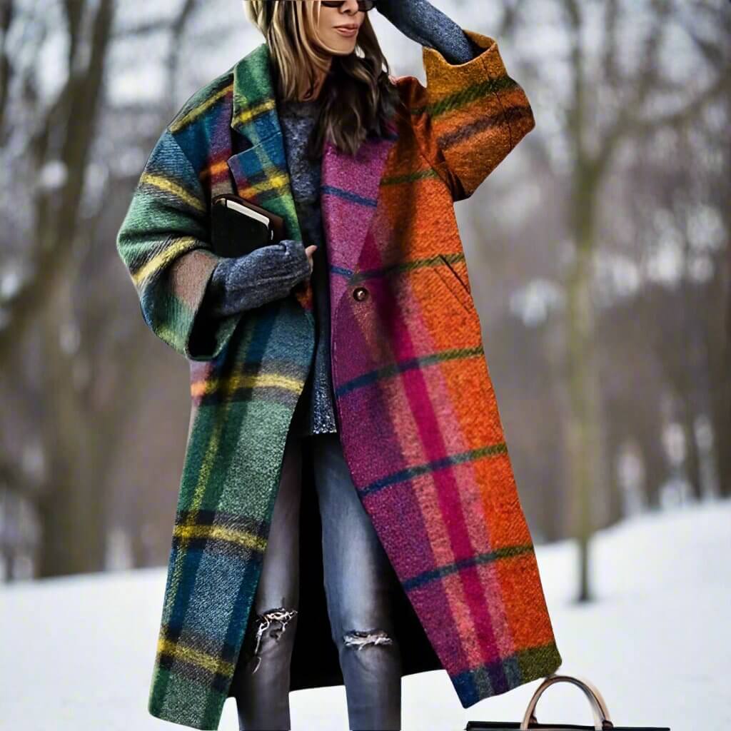 Milla | Lång Varm Ullkappa I Förtrollande Färger