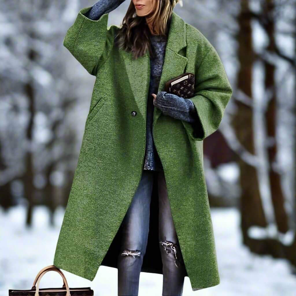 Milla | Lång Varm Ullkappa I Förtrollande Färger