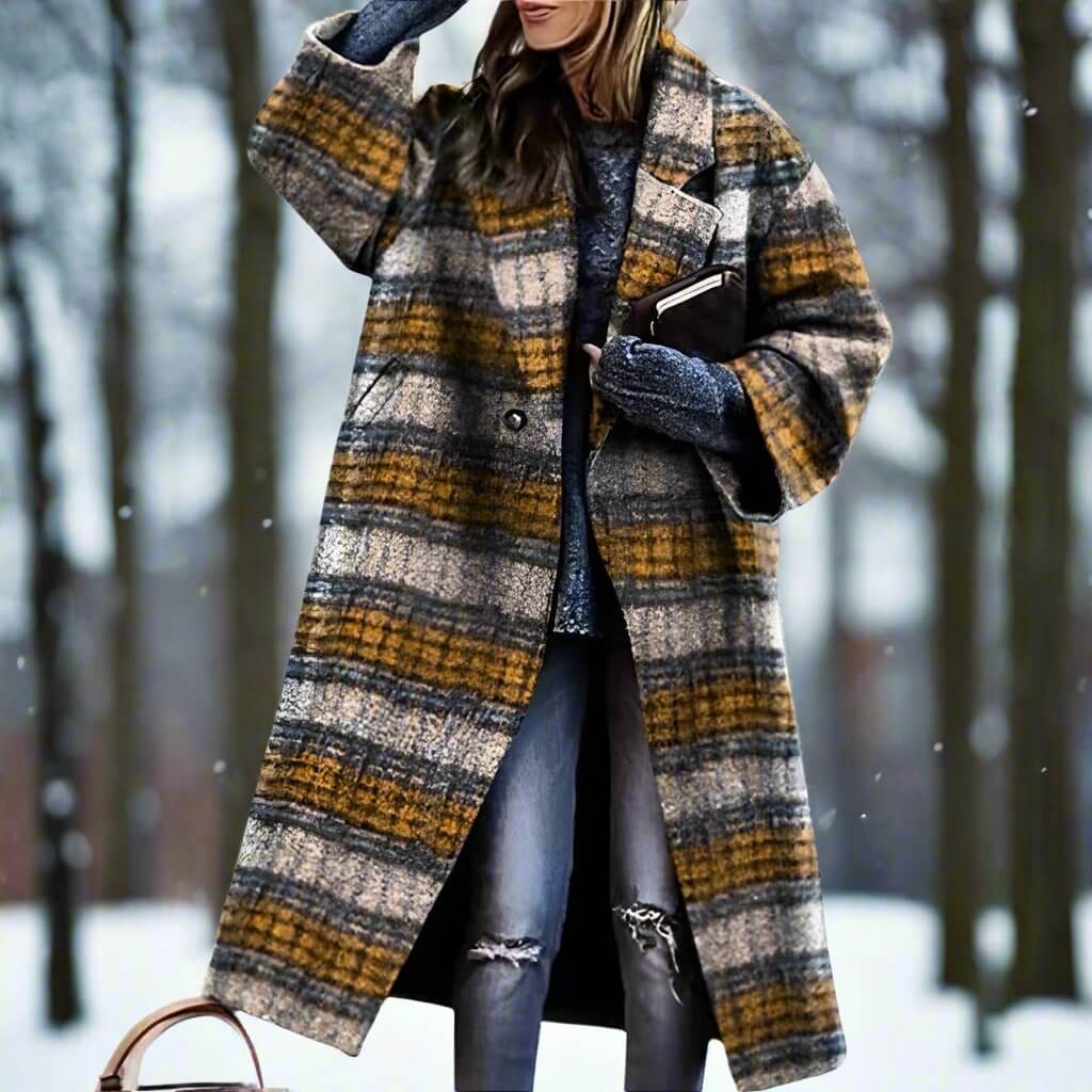 Milla | Lång Varm Ullkappa I Förtrollande Färger