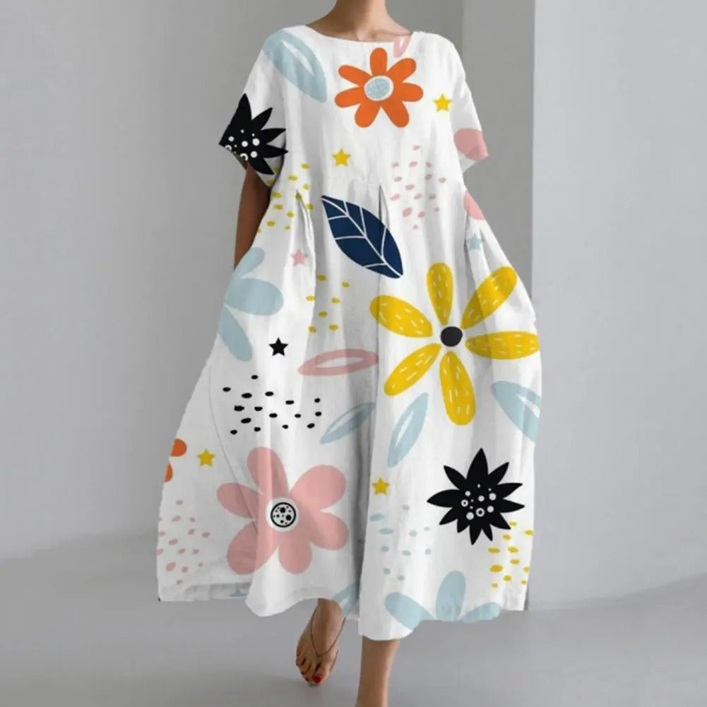 Malia - Midiklänning med blommigt mönster