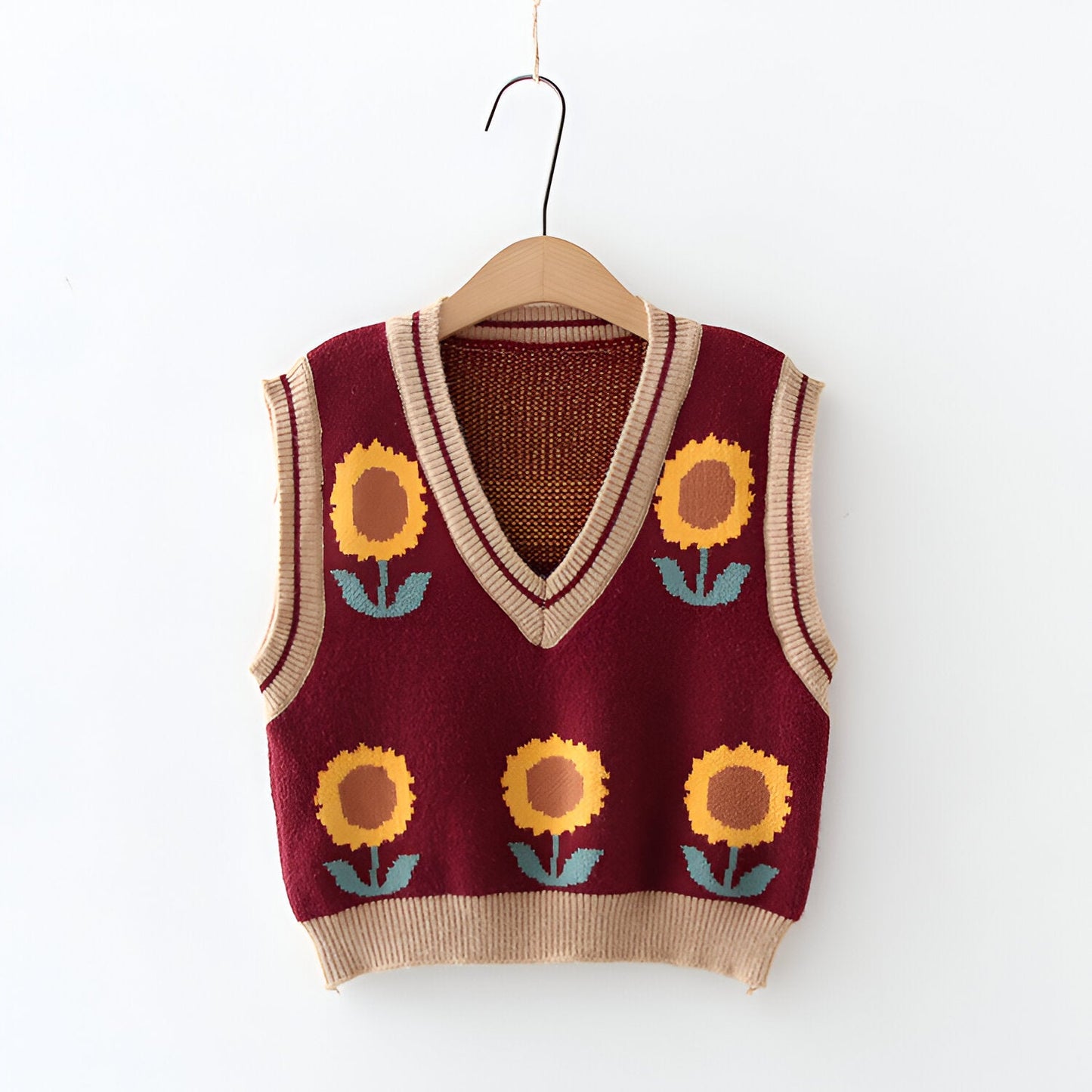 Aiden |Stickad väst i koreansk stil Pink Peach Blossom