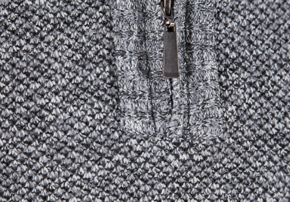 Josef | Klassisk Stickad Tröja Med Ståkrage Och Dragkedja För Män