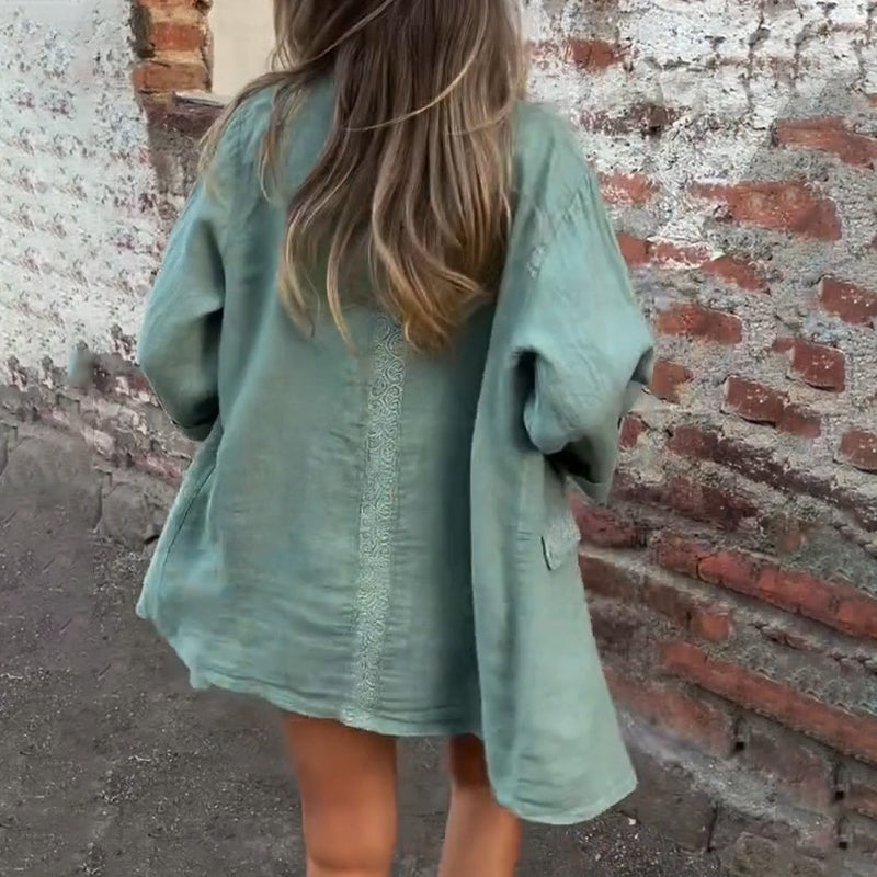 Carina | Blazer Med Öppen Front I Bomull Och Linne