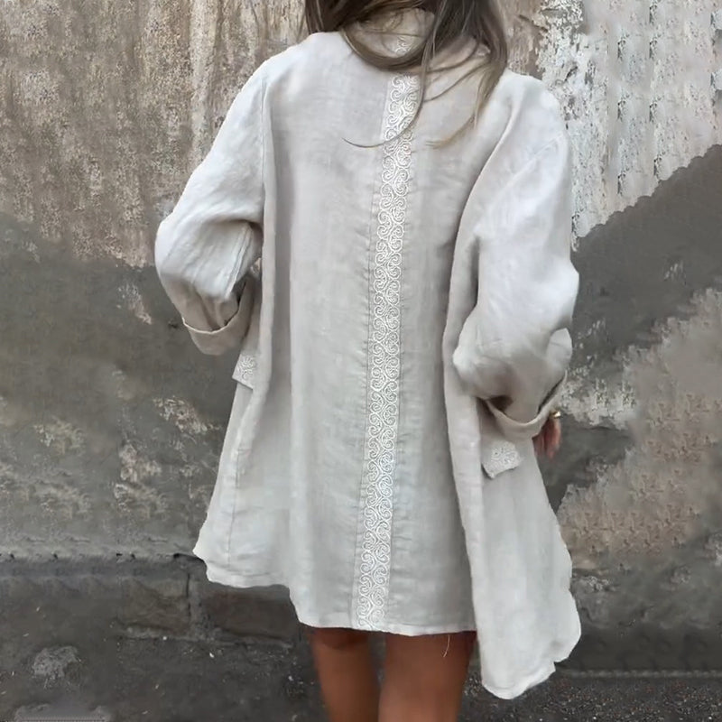 Carina | Blazer Med Öppen Front I Bomull Och Linne