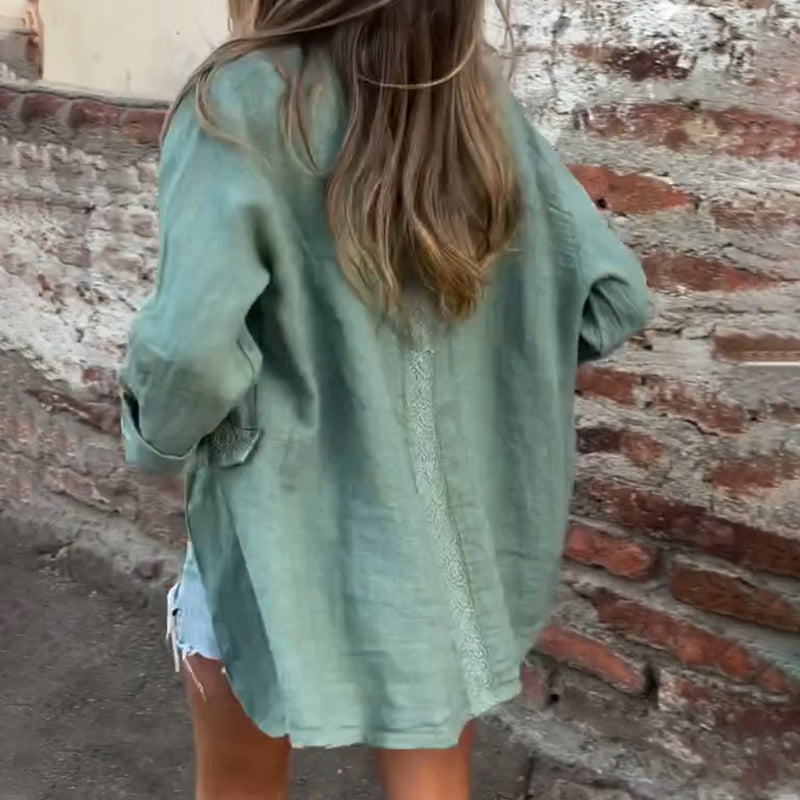 Carina | Blazer Med Öppen Front I Bomull Och Linne