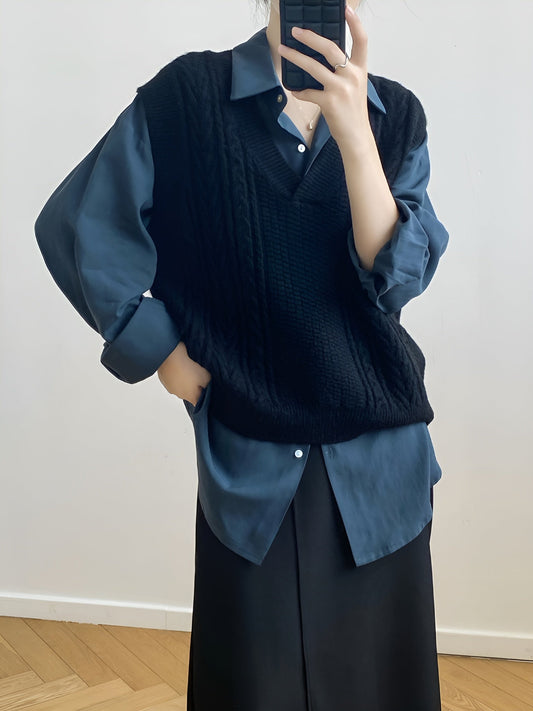 Rose-Marie | Lång Stickad Cardigan med Trendig Oversize Look